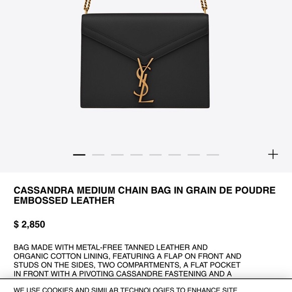 YSL Cassandra Medium Chain Bag color Black gold - Picture 6 of 11